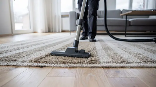 Symbolbild: Teppich in einem Wohnzimmer bei der Reinigung